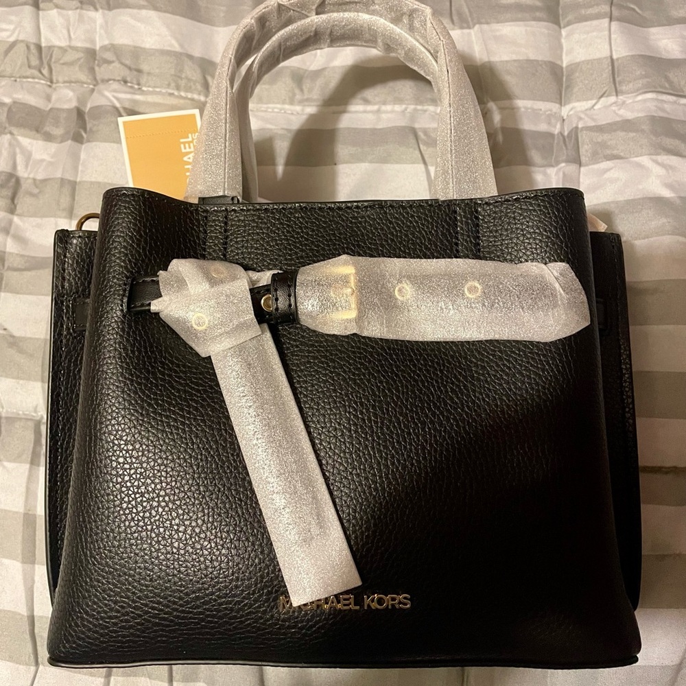 Brand new with tags Michael Kors black leather Emilia handbag